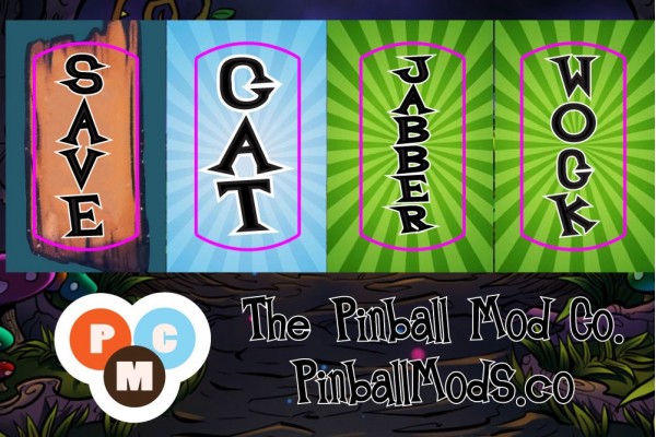 Alice's Adventures in Wonderland Pinball Target Decals - Set of 4